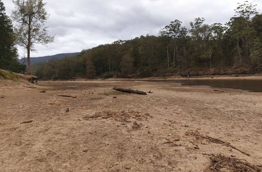 A bone-dry Kangaroo River at the Bendeela Camping Ground. Photo: Carmen Heron O'keeffe.