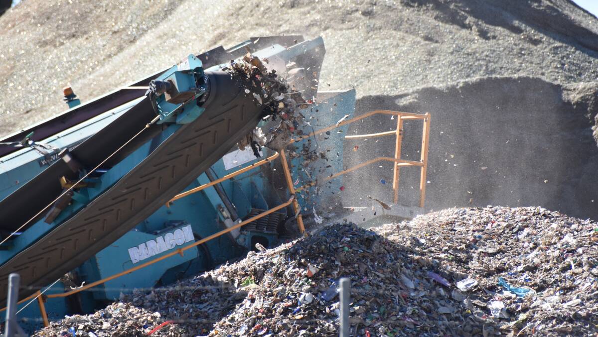 Waste being pilled up at Shoalhaven Recyclings' Bomaderry materials recovery facility. 