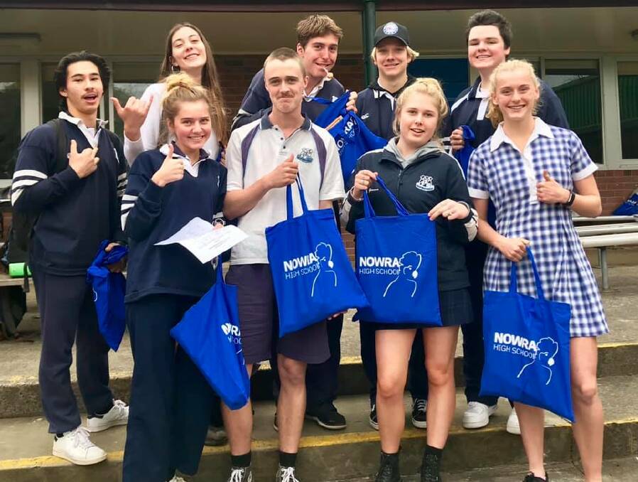 Nowra High School year 12 students with their HSC Survival Kits. 