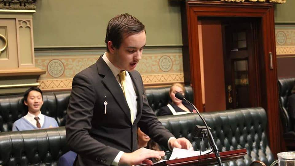 Sebastien Riou speaking to YMCA Youth Parliament earlier in the year.