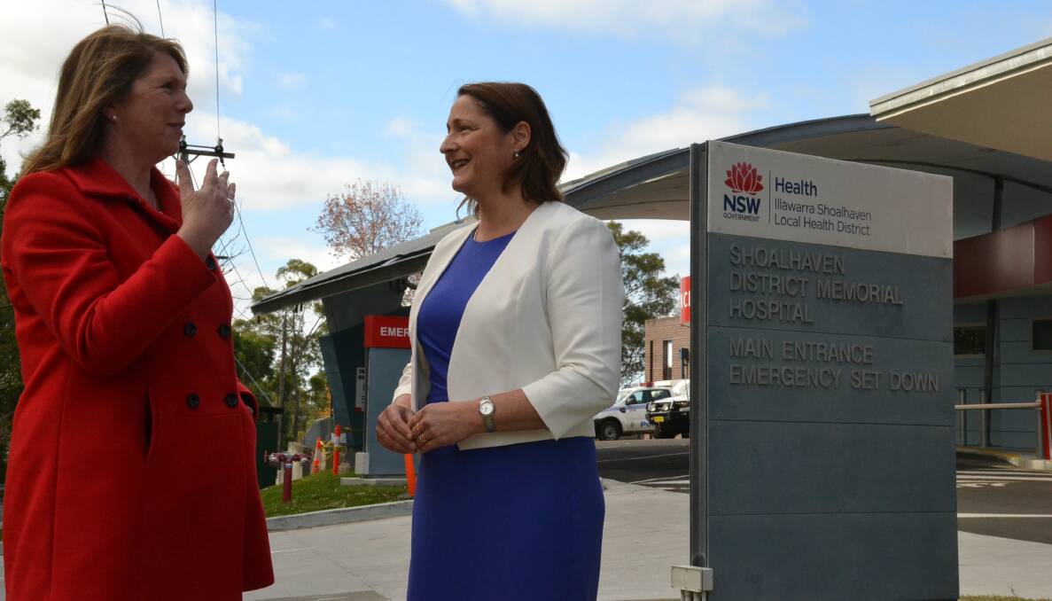 Gilmore MP Fiona Phillips outside Shoalhaven District Hospital with then Shadow Minister for Health and Medicare Catherine King 
