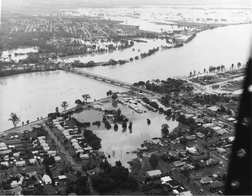 Devestation: An aerial shot of the 1978 flood at Nowra, there aren't any known photos of the 1870 flood.