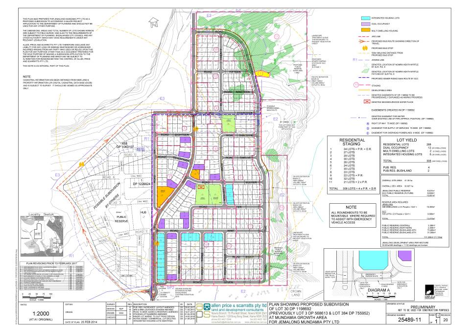 Plans of the proposed subdivision in Mundamia. Photo: Supplied. 