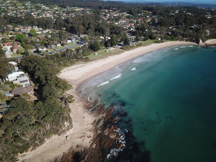 Above water: A drone shot of Surf Beach near Batemans Bay which didn't fare so well in the most recent report. Photo: John Hanscombe. 