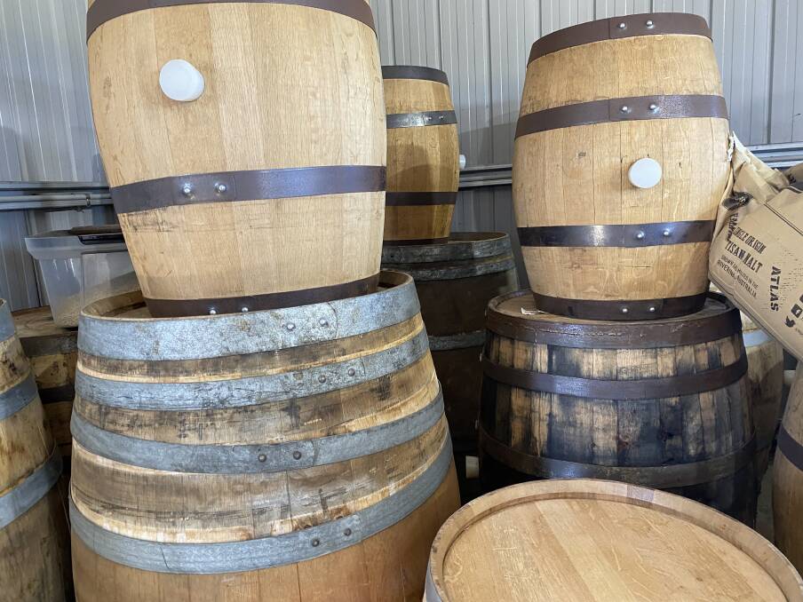 Whiskey will have to sit in these barrels for at least two years before it can be sold. 