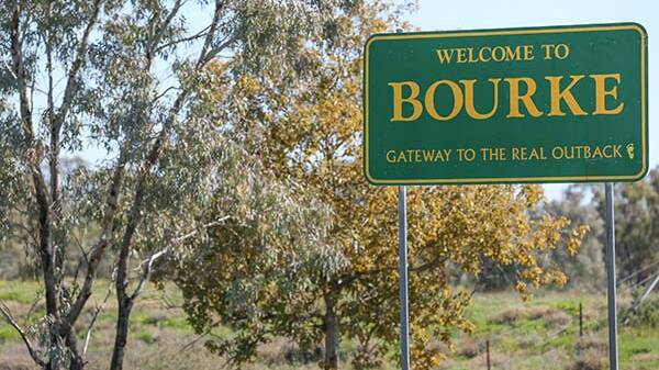 Bourke's welcome sign. 