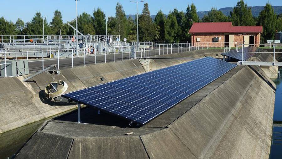 Solar panels installed at Shoalhaven City Council's wastewater treatment plant in Bamarang. 