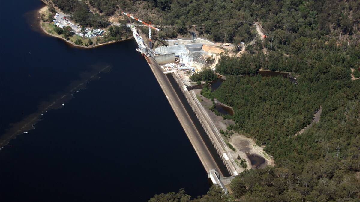 An aerial photo of Tallowa Dam. 