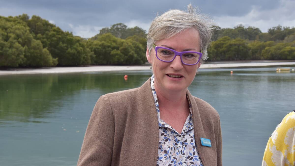 Mayor of the Shoalhaven Amanda Findley opening a boat ramp in Woollamia yesterday. 
