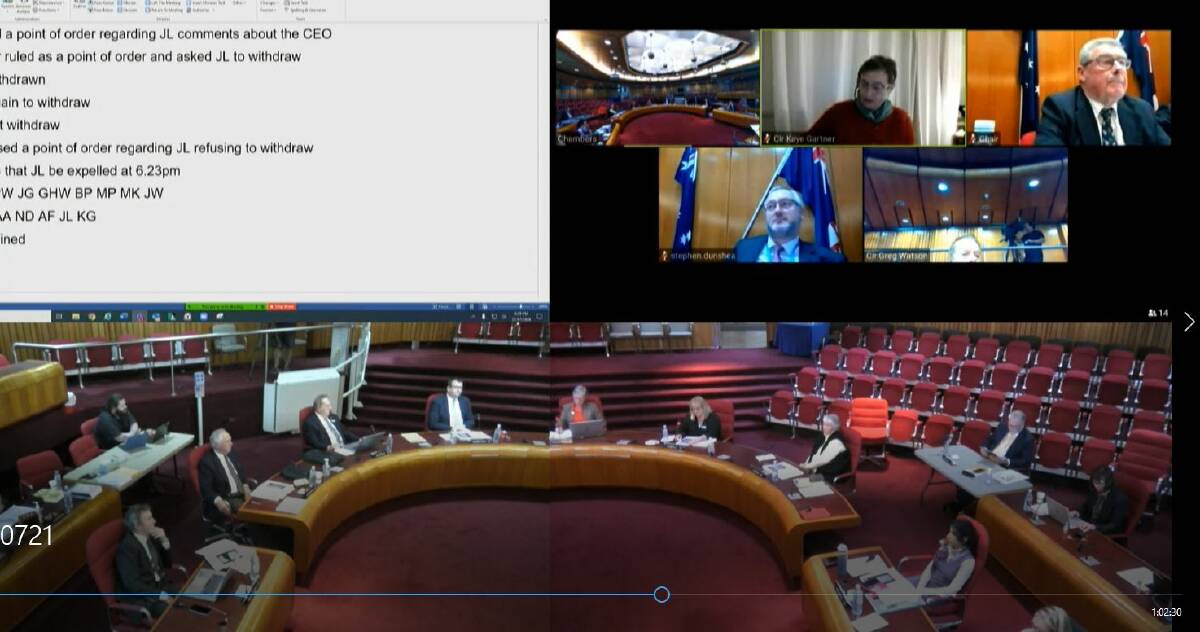 A screen capture of council's strategy and assets meeting on Tuesday night. 