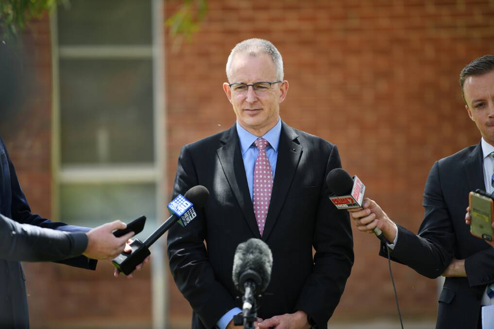 Minister for Communications, Cyber Safety and the Arts Paul Fletcher addresses journalists at the regional media symposium in Wagga on Wednesday.