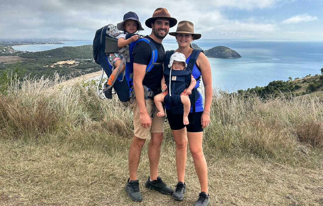 Chris and Lauren Malliate with their children Elijah, 2, and Xavier, 10 months, during their trip around Australia. Pictures supplied
