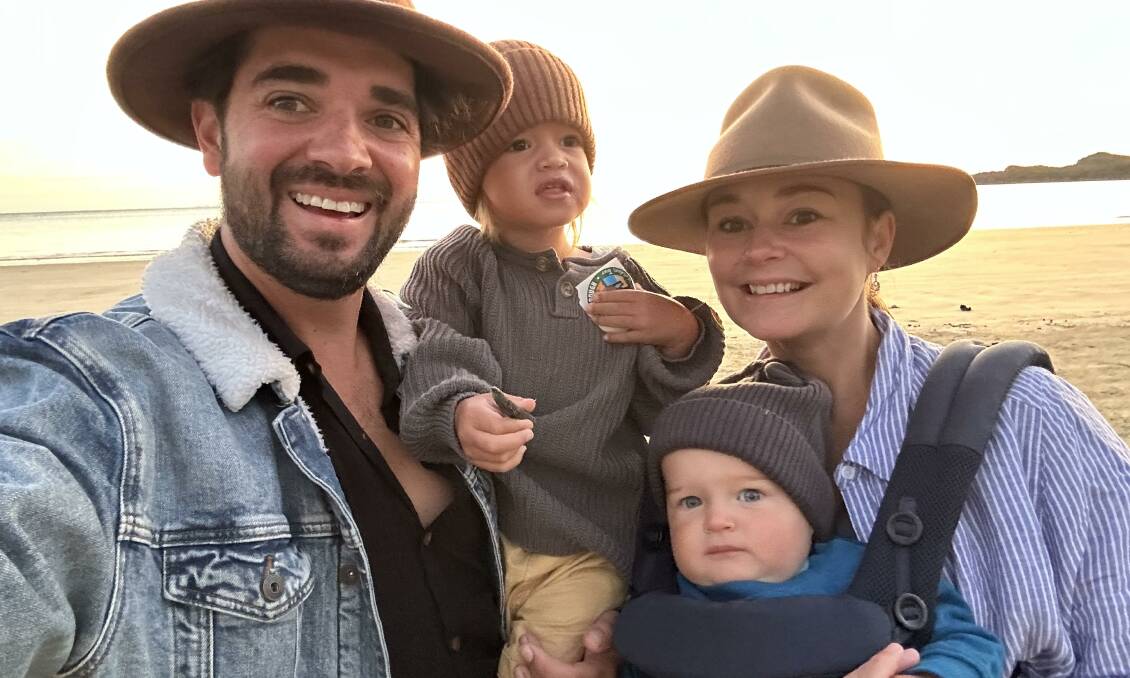Chris and Lauren Malliate with their children Elijah, 2, and Xavier, 10 months, during their trip around Australia. Picture supplied