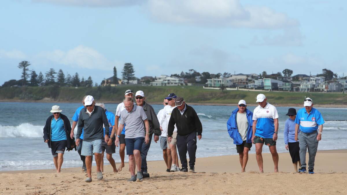 The Silver Salties group over over 65s at Thirroul Beach. Pictures by Sylvia Liber
