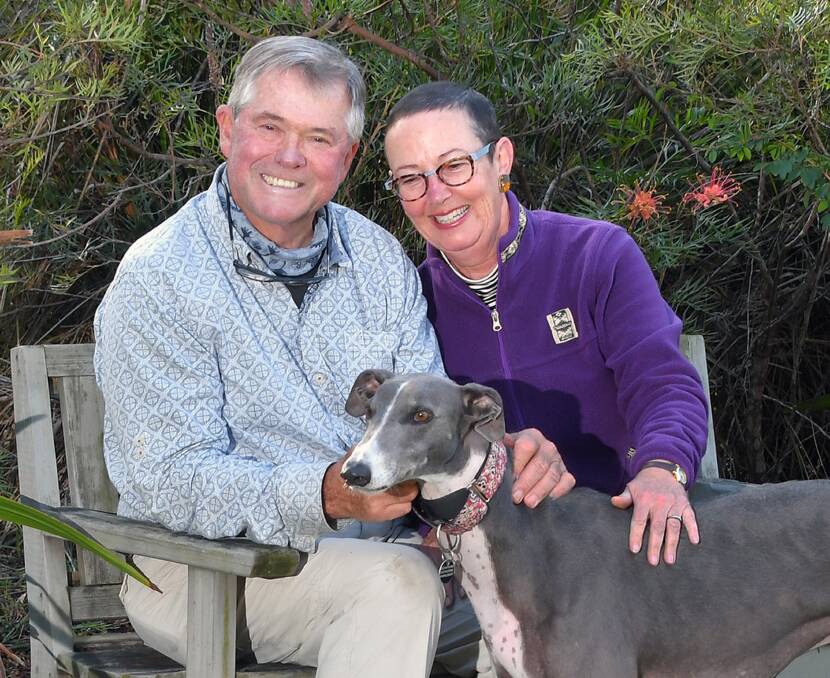 Warren Wilson and Yolande Cozijn with Ricky the greyhound 