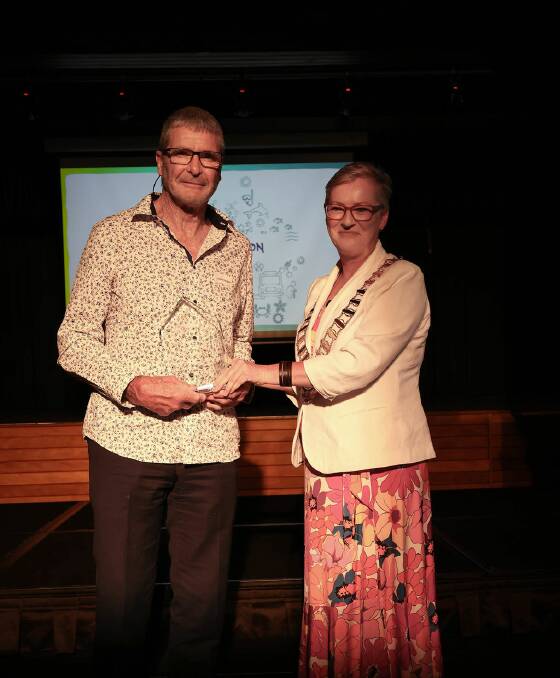 Sports person of the year David Eddington with Mayor Amanda Findley. Picture supplied 