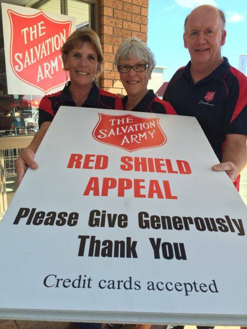 Linda Salafia, Robyn Felton and Stephen Dunn hope you will support the Red Shield Appeal. File shot