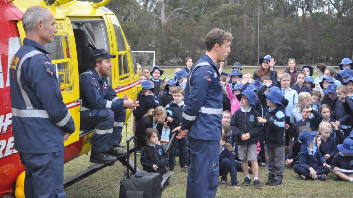 Westpac Life Saver Rescue Helicopter lands at Sussex Inlet Public School