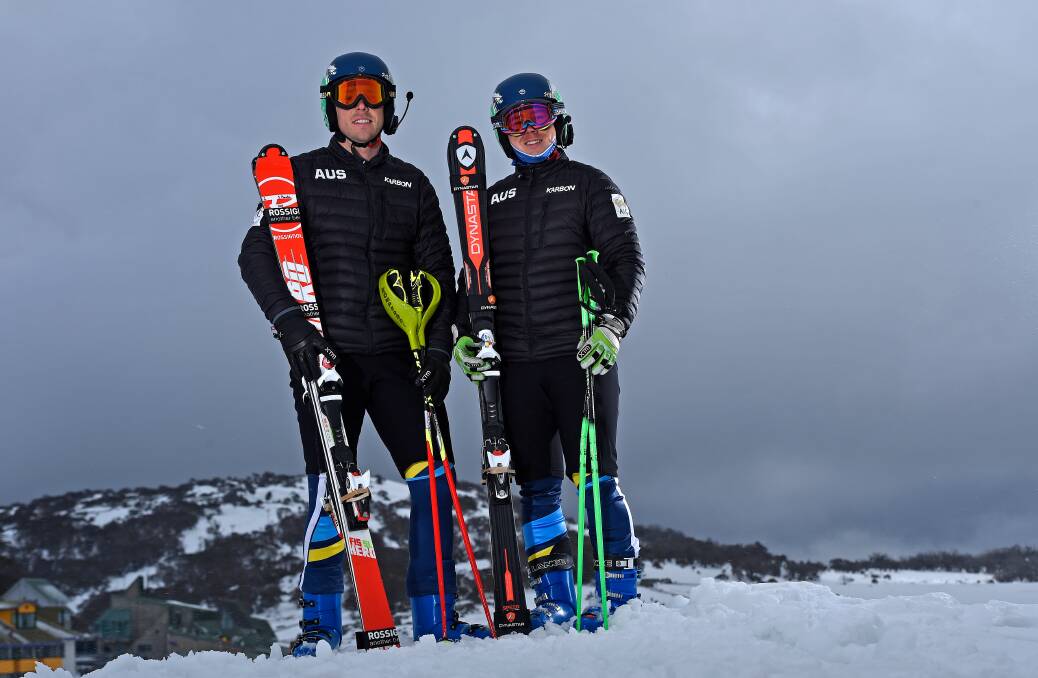Skier Shaun Pianta with guide Jeremy O'Sullivan at the Australian Paralympic Committee at the 2017 Winter Alpine Ski training camp for 2018 Pyeongchang South Korea Paralympics. Photo Jeff Crow. Source: Australian Paralympic Committee