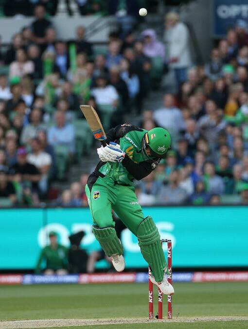 Nic Maddinson ducks for cover on Wednesday night. - AAP Image by Hamish Blair