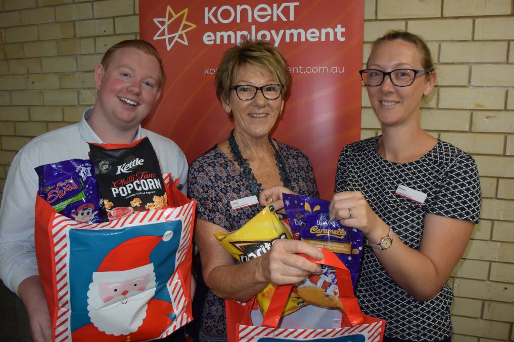 Ben, Joudy and Kristy from Nowra Konekt Employment Office hope the community supports their Christmas appeal.
