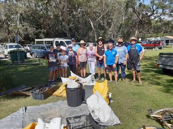 Lake Conjola Clean Up Organiser Rod Sydenham with some of the clean-up crew, who picked up a massive 606kg worth of rubbish from around the lake and beach foreshores.