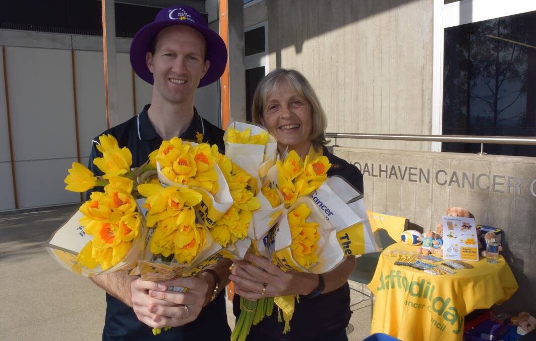 The Cancer Council's Jarrod Flynn along with volunteer Bev Binks hope you will support Daffodil Day.