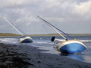 DISASTROUS: When conditions in Jervis Bay get rough those in exposed moorings often pay a heavy penalty.