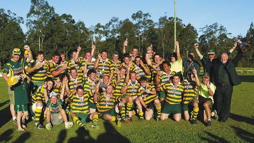 2008 CHAMPIONS: The Shoalhaven Rugby Club’s South Coast Register first grade side celebrates its 27-12 win over Avondale in Saturday’s Illawarra Rugby grand final at Shoalhaven Ricoh Rugby Park.