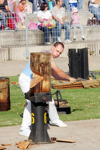 AXEMAN: Tomerong woodchopper Steve McKinnon competing at the Sydney Royal Easter Show last year.