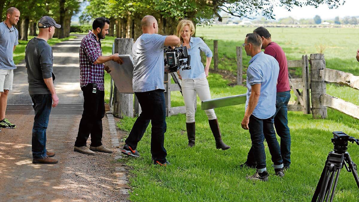 KIDMAN’S CREW: Nicole Kidman and crew during the Swisse Wellness shoot at the historic Terrara House Estate.