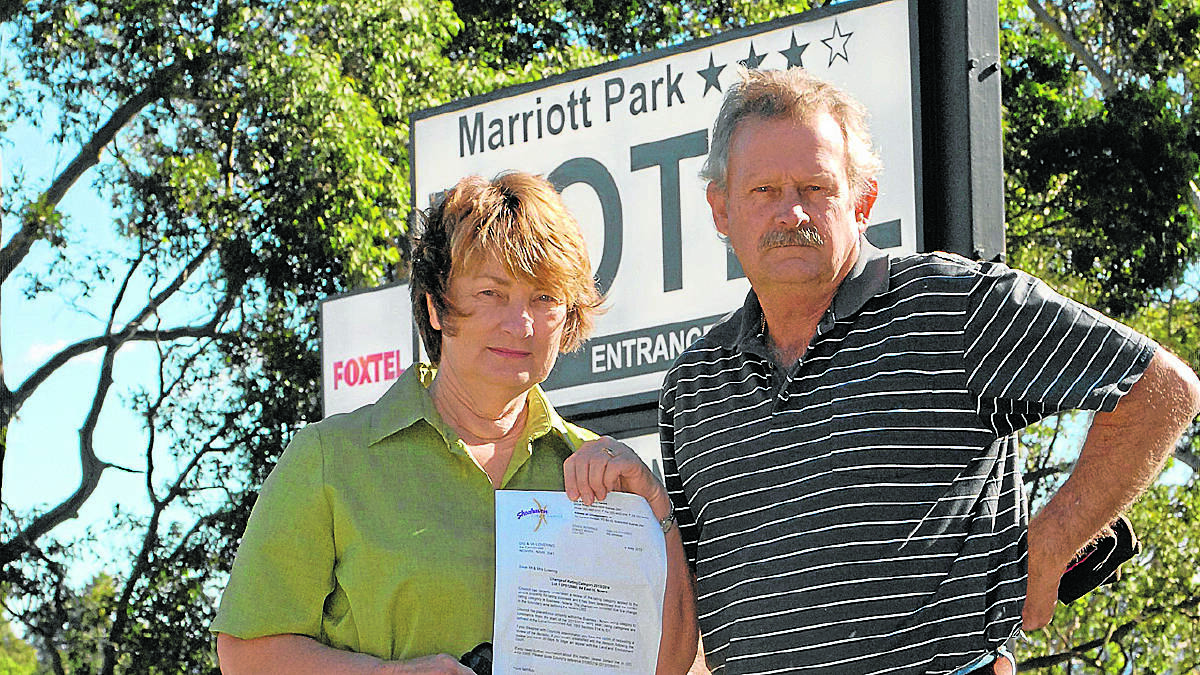 BILL SHOCK: Vicki and David Lovering owners of the Marriott Park Motel are speechless after a 43.8 per cent rate rise.