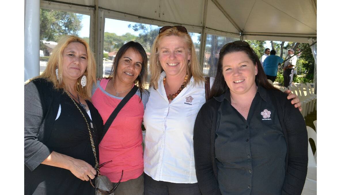 Marisa Dick from Bomaderry, Glenda Dixon from Nowra, Faye Worner and Bianca Perry from Waminda celebrate at the Cullunghutti Aboriginal Area community celebration at the Shoalhaven Heads Community Centre on Friday.