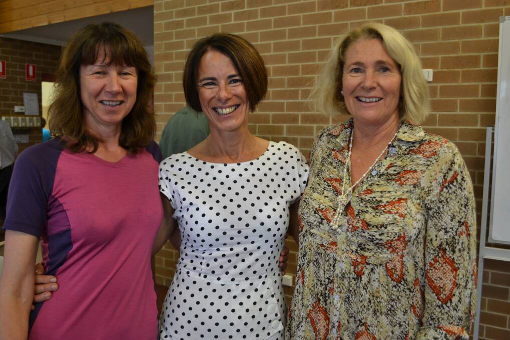 LADIES LUNCH: Claire Nowak from Old Erowal Bay, Linda Mayer from Pyree and Sue Smith from Wollongong at the 2014 Shoalhaven International Women’s Day Awards held at Nowra Showground on Saturday.