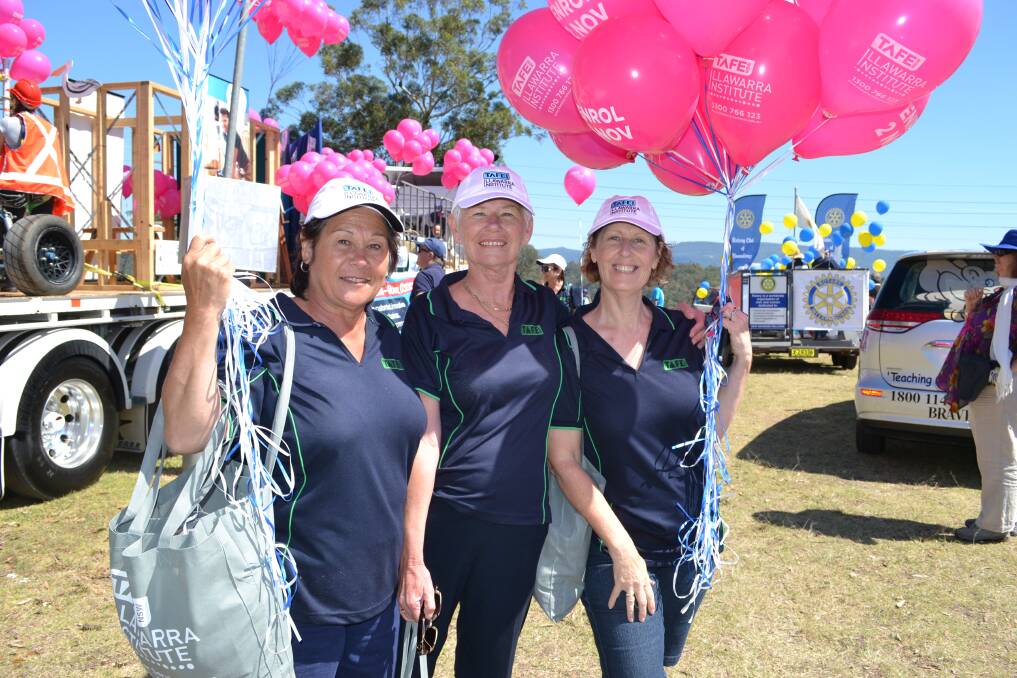 ORGANISED: Kate Denner from Bomaderry, Jacky Anderson from Erowal Bay and Margaret Brightman from Bomaderry having a ball at the Shoalhaven River Festival Parade on Saturday.