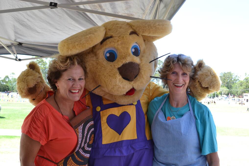 BRAVEHEARTS: Nowra Show committee members Sharon Larter and Wendy Woodwind with Ditto the Braveheart Bear