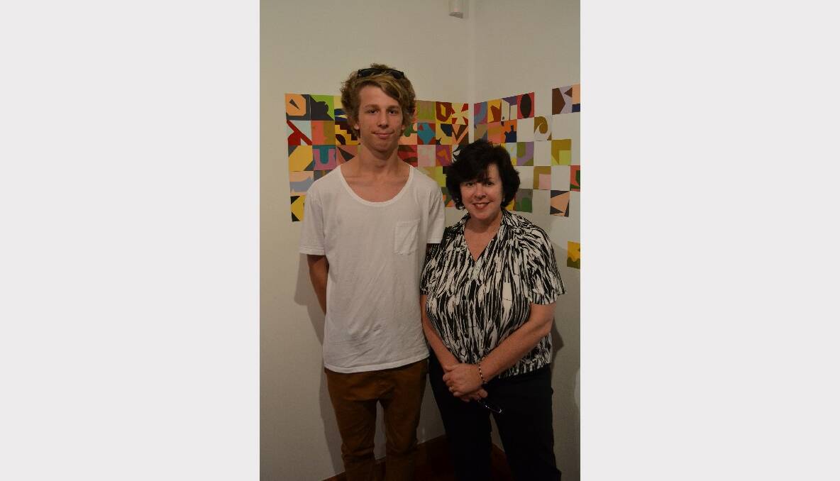 EXHIBIT: David and Rowena Smith from Huskisson love the exhibit at the NOW: Shoalhaven Contemporary Art Prize exhibition at the Shoalhaven City Arts Centre in Nowra on Saturday.
