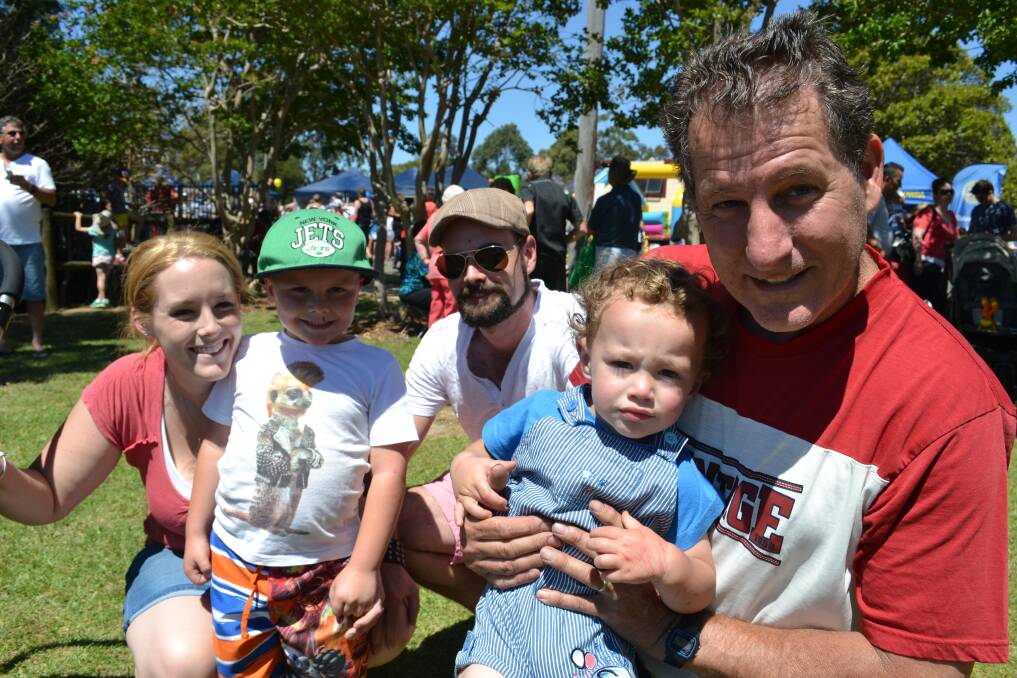 PARTY: Shayna Solley, Hunter McGrath, Luke Biggers, Xaphen Biggers and Peter Solley all from Bomaderry having a great time at the Shoalhaven River Festival held on the banks of the River on Saturday.