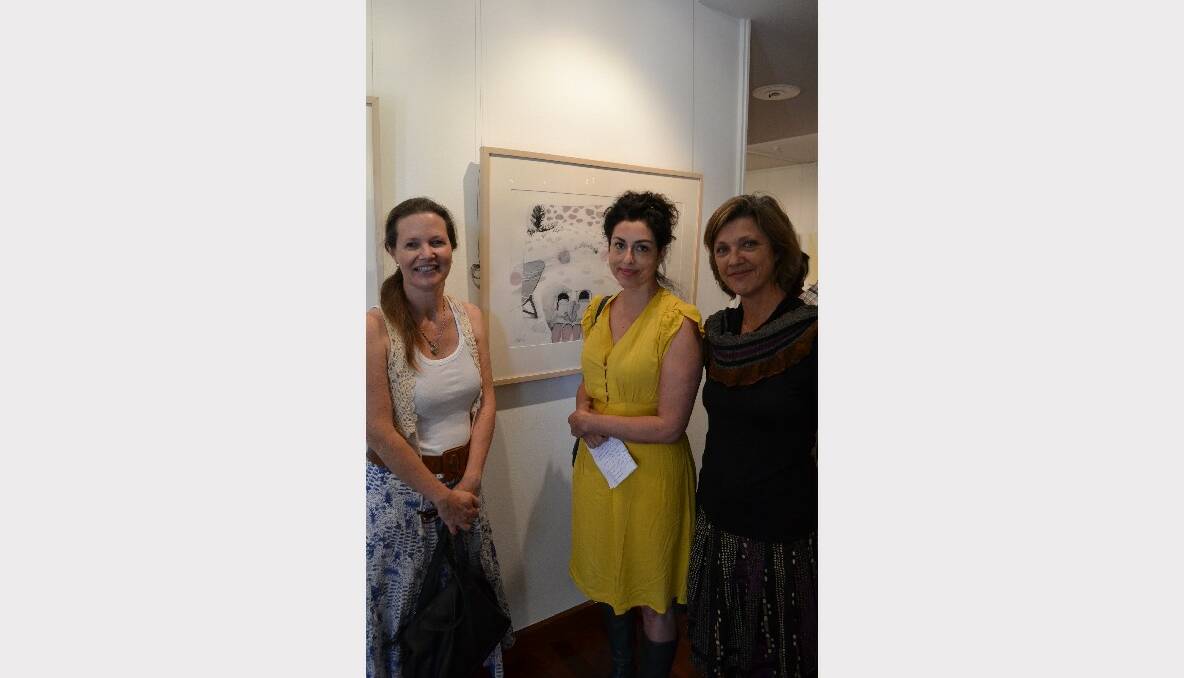 PERFECT PICTURE: Megan Cleary from Tapitalee, Jennine Primmer and Vicki Robinson from Basin View have a great time at the NOW: Shoalhaven Contemporary Art Prize exhibition at the Shoalhaven City Arts Centre in Nowra on Saturday.