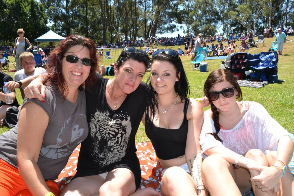 FRONT ROW: Front row audience at the Red Hot Summer Tour, Trudy Osbourne with Bernadette, Tarni and Ebonie Theobald all from Old Erowal Bay.