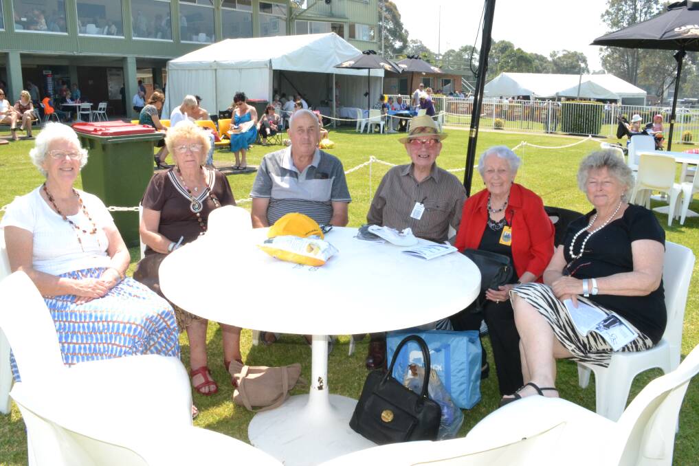 FUN: Cath Mianios from North Nowra, Veronica and Terry Edwards from West Nowra, Don and Marie Whelan from Nowra and Cheryl Neary from Nowra have a fun at the Mollymook Cup at the Shoalhaven City Turf Club on Sunday.