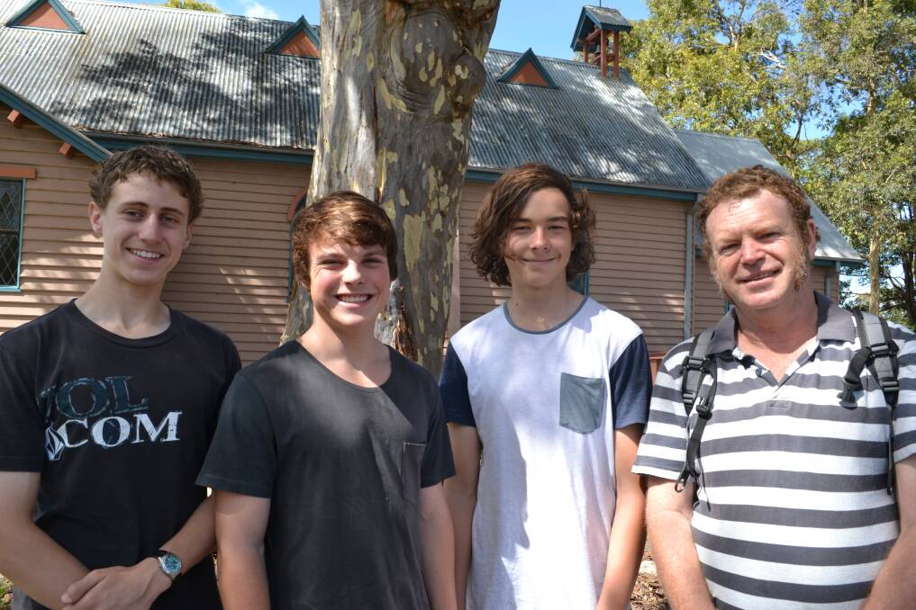 ENJOY: At the Huskisson Anglican Church on Sunday are Luke Goldman from Huskisson, Lucan Logan from St Georges Basin, Bailey Skewes from Sanctuary Point and Martin Abbott from Erowal Bay. 