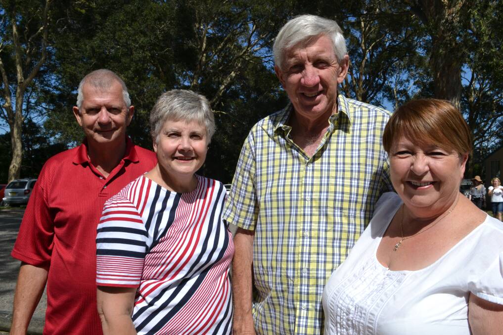 READY TO HAVE FUN: Keith and Joyce McNiven and Peter and Joan Boland, all from Vincentia, arrive at the Huskisson Anglican Church Free Christmas Family Fun Time on Sunday. 