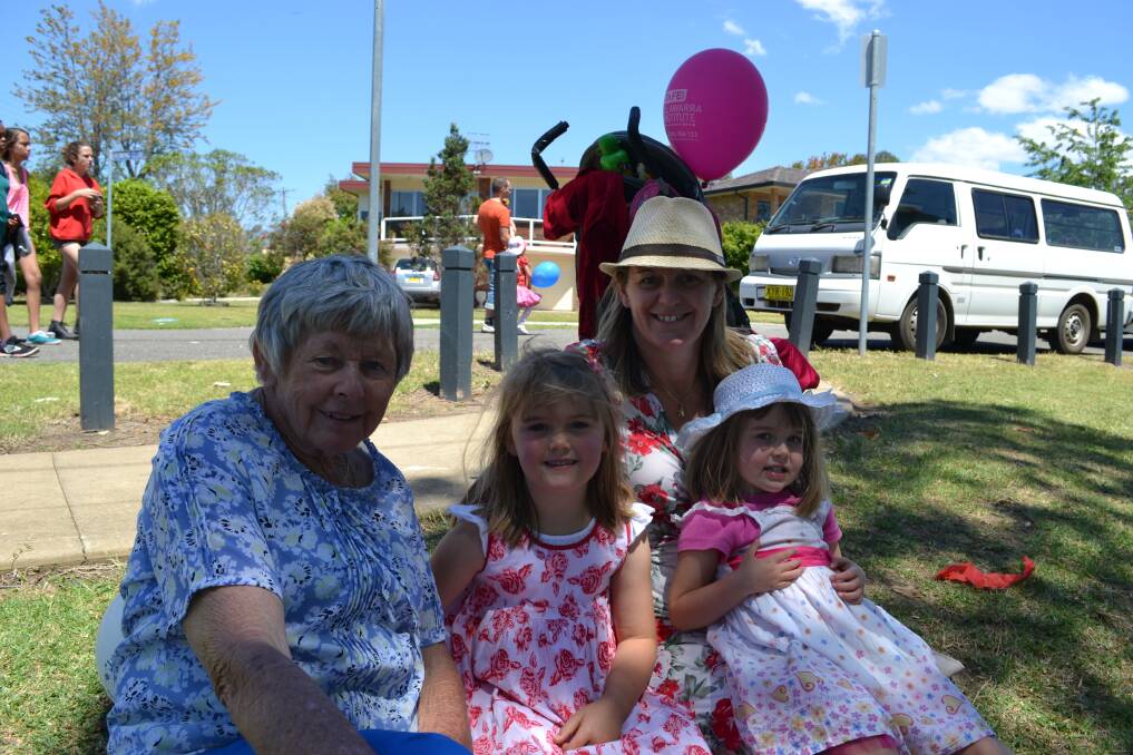 ON THE GREEN: Fay Ison and Lara, Loretta and Alissa Timmins from Nowra having a great time at the Shoalhaven River Festival held on the banks of the River on Saturday.