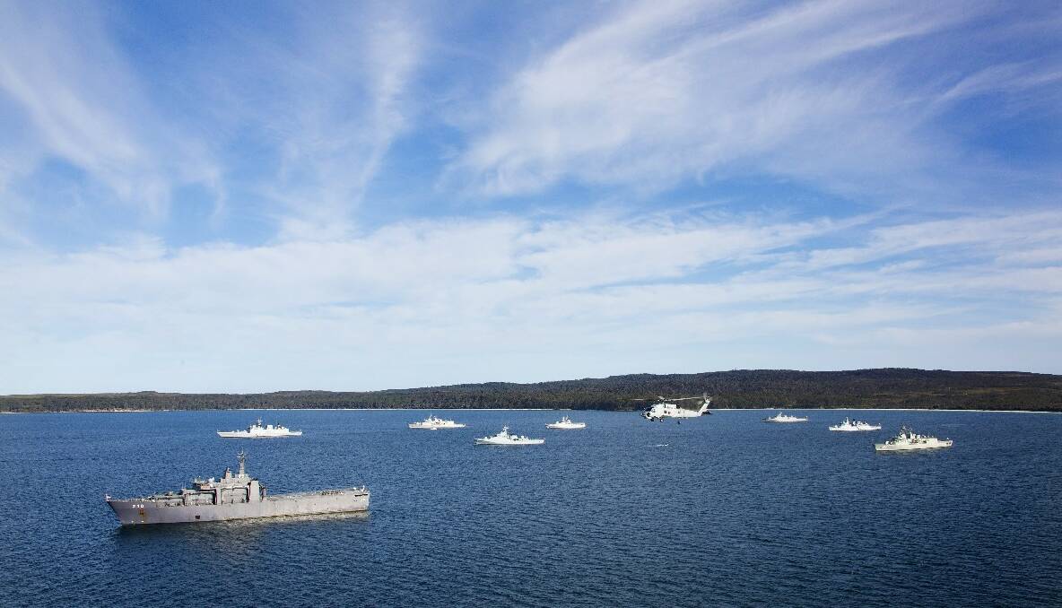 Warships anchored in Jervis Bay ahead of the International Fleet Review in Sydney. Photos by defence photographers Yuri Ramsey, Sarah Williams and Paul McCallum.  