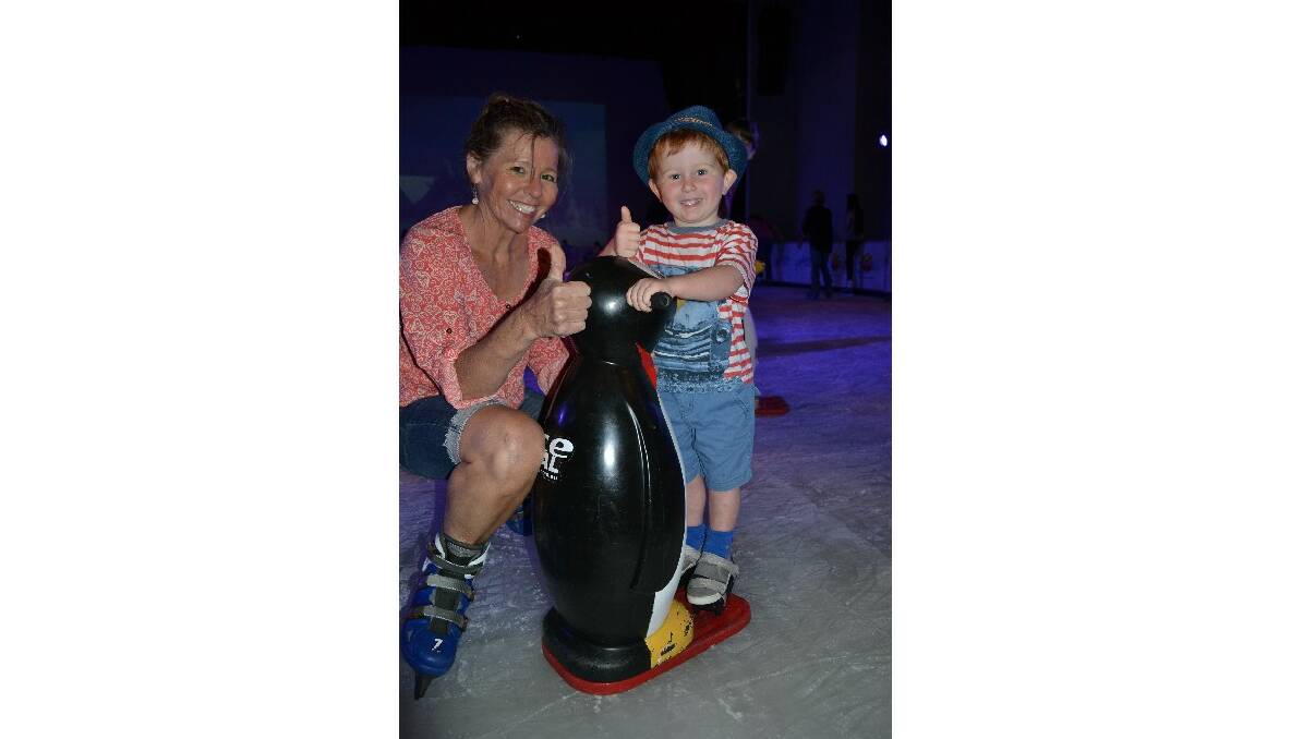 Kerrie Anderson, of Meroo Meadow and her three-year-old grandson Lachlan Rabey give Ice Escape at the Shoalhaven Entertainment Centre the thumbs up.
