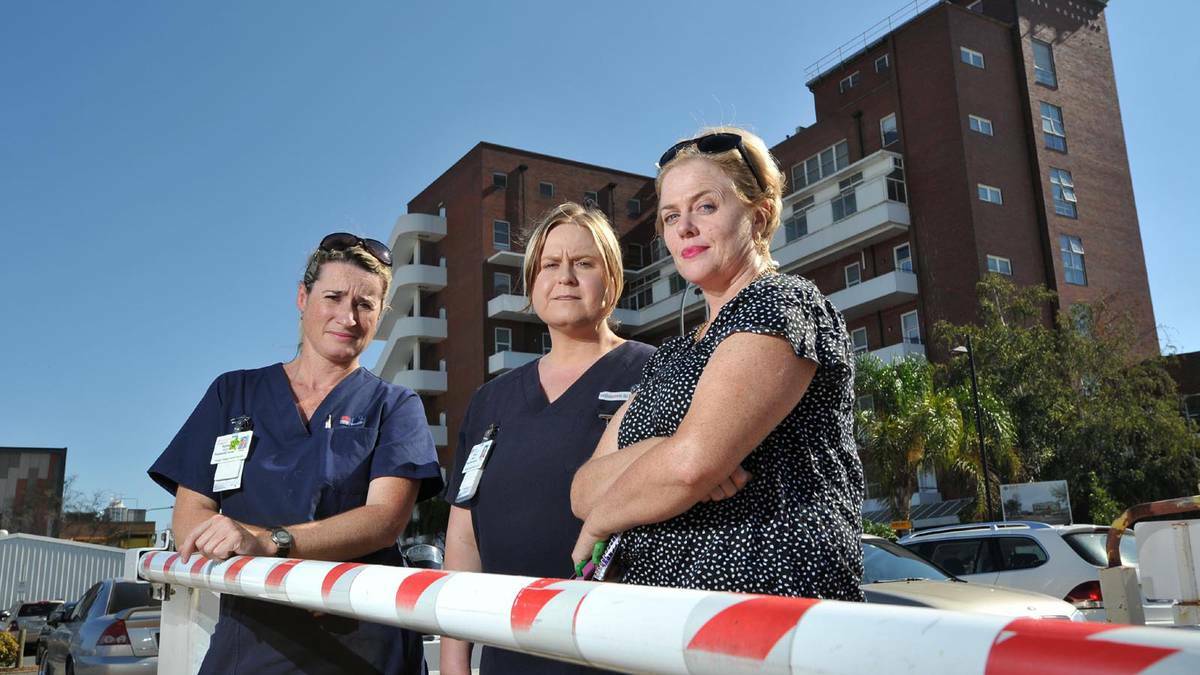 Nurses & Midwives Association of NSW representatives Sylvia Moon (secretary), Tania Gleeson (vice president) and Jodie Godfrey (president) are annoyed by the parking situation at Wagga Base Hospital. Daily Advertiser