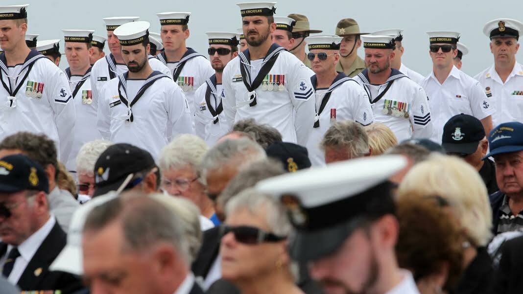 The crew of HMAS Choules supported Voyager survivors during a ceremony at sea to mark the 50th anniversary of the disaster. 