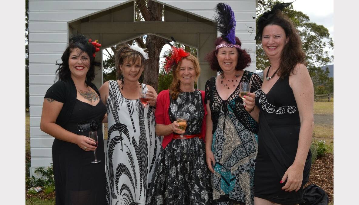 Nadine Petkovski, Janelle Sharpe, Sally Hayward, Belinda Stewart and Michelle Weekes from Kangaroo Valley getting into the swing of Melbourne Cup Day for the Children’s Medical Research fundraiser.