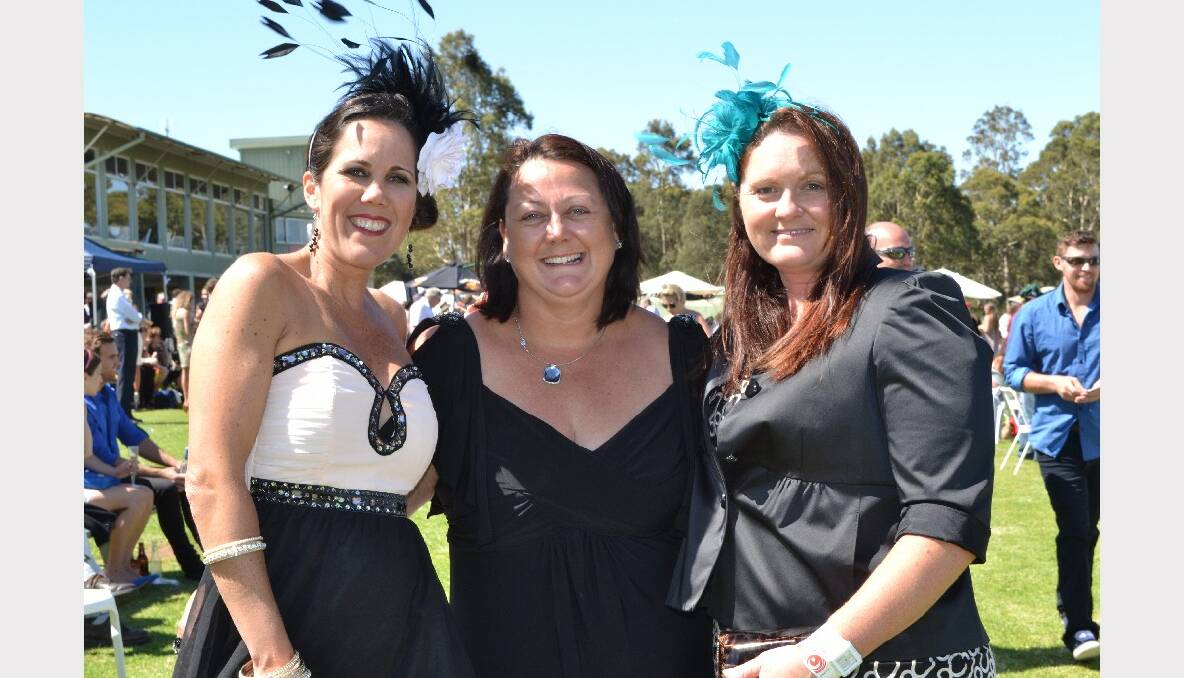 Rae Studdert from Cambewarra, Kim Koglin from North Nowra and Carolyn Carr from Nowra enjoy a wonderful day in the sun on Melbourne Cup Day.